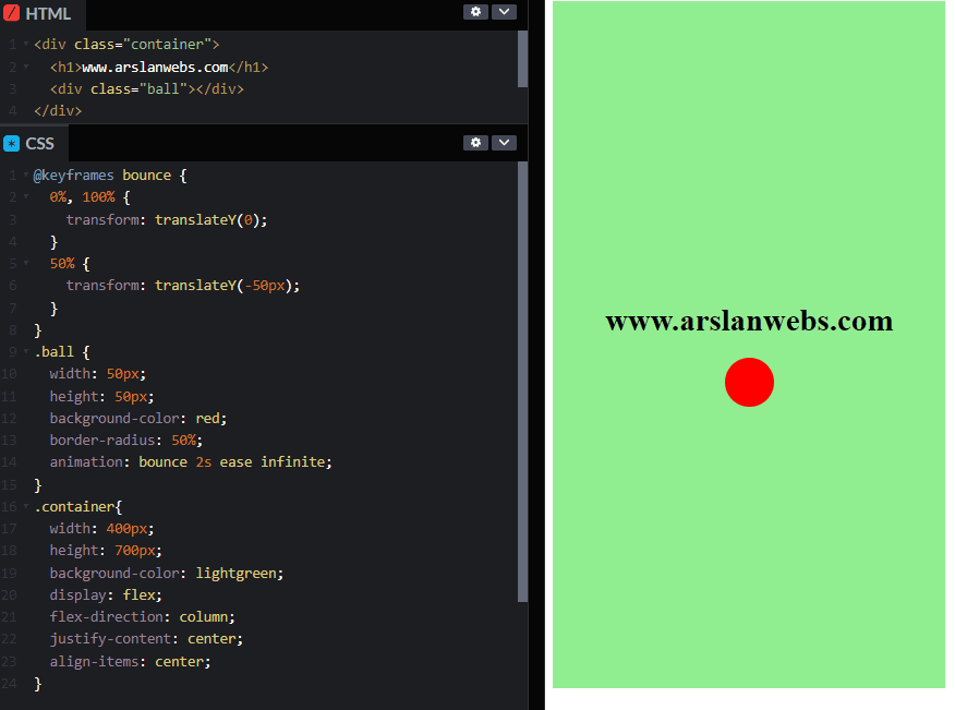Bouncing Ball Animation www.arslanwebs