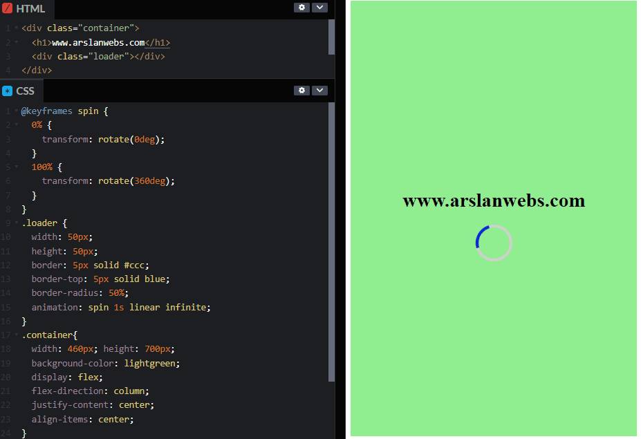 Spinning Loader Animation www.arslanwebs.com