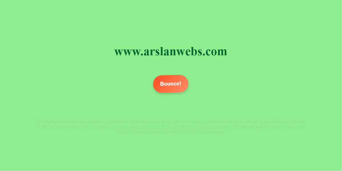a button bouncing up and down with CSS animation www.arslanwebs.com