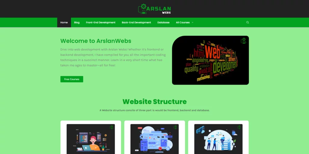 a webpage with a lightgreen background